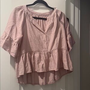 Anthropologie Blush Ruffled Blouse